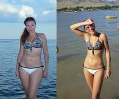 Antes e depois de perder peso em uma dieta de melancia